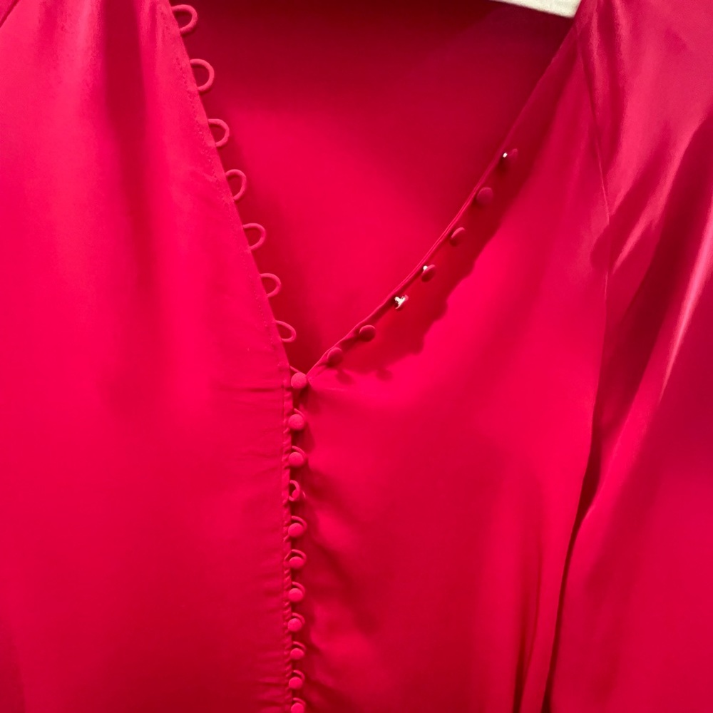 Joie fuchsia pink silk blouse. Size Large
